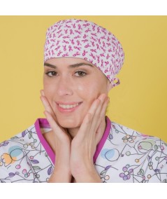 Gorro casquete - Lazos rosas cáncer de mama