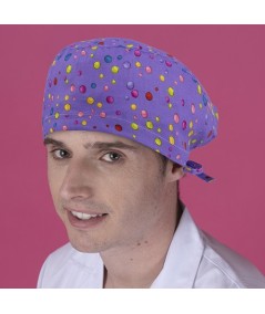 Gorro casquete - lunares lila