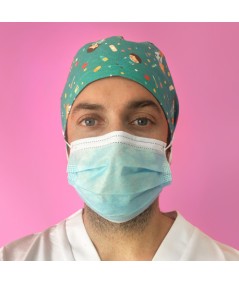 Gorro casquete con botones - Sanitarios turquesa