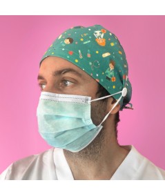 Gorro casquete con botones - Sanitarios turquesa
