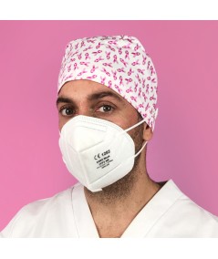 Gorro Pelo Corto con botones - Lazos rosas cáncer de mama