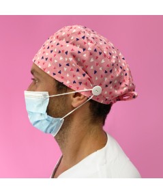 Gorro Pelo Corto con botones - corazones fresa