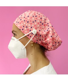 Gorro Pelo Largo con botones - corazones fresa