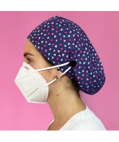 Gorro Pelo Largo con botones - Corazones marino