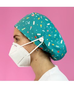 Gorro Pelo Largo con botones - Instrumental turquesa