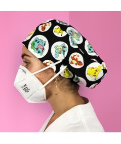 Gorro Pelo Largo con botones - Pokemon negro