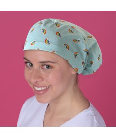 Gorro pelo largo estampado - Arcoíris celeste