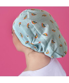 Gorro pelo largo estampado - Arcoíris celeste