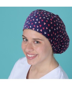 Gorro pelo largo estampado - Corazones Marino