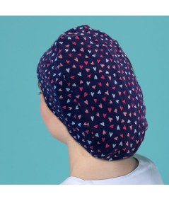 Gorro pelo largo estampado - Corazones Marino