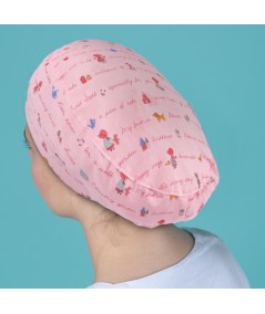 Gorro pelo largo estampado - Letter rosa