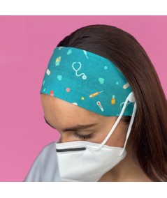 Diadema con botón estampado - Instrumental Turquesa