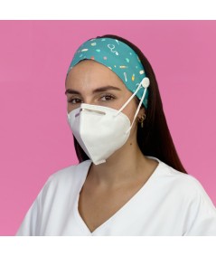 Diadema con botón estampado - Instrumental Turquesa