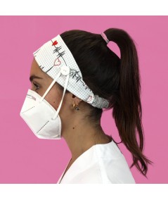 Diadema con botón estampado - Flutter blanco
