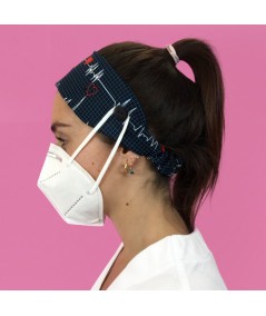 Diadema con botón estampado - Flutter marino