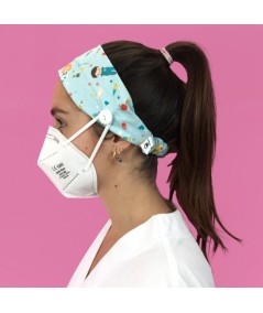 Diadema con botón estampado - Sanitarios aguamarina