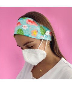 Diadema con botón estampado - Flamencos
