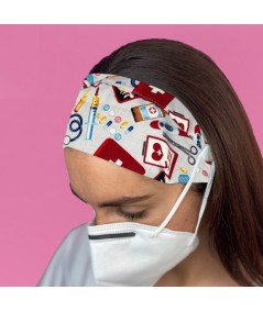 Diadema con botón estampado - Instrumental gris