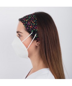 Diadema con botón estampado - Notas de colores