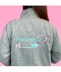 Chaqueta de punto gris Unisex - bordado