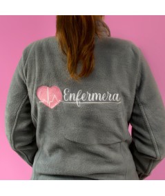 Chaqueta polar bordado mujer