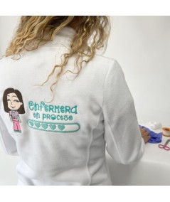 Chaqueta polar bordado mujer