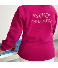 Chaqueta polar bordado mujer