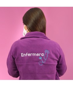 Chaqueta polar bordado mujer