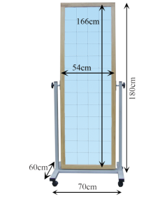 Espejo abatible y móvil con luna cuadriculada