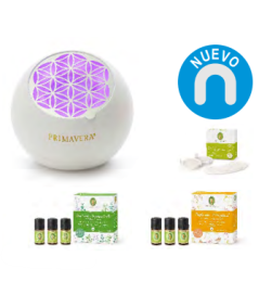 Set difusor Flower + aceites esenciales naranja - limón - pomelo - menta - lavanda - arbol de té + set filtros